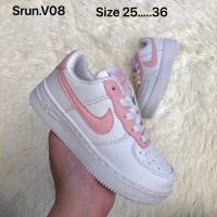 รองเท้าผ้าใบเด็กไนท์กี้ แอร์ฟอร์ด 1  เด็ก Air Force 1 รองเท้า Kids ? ใส่ไปโรงเรียน สีขาว size: 25-35 เด็กชายและเด็กหญิง