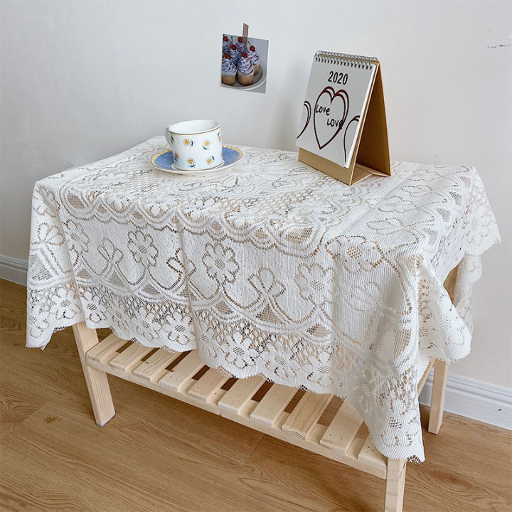 ผ้าปูโต๊ะ-ผ้าปูโต๊ะ-ปักลายลูกไม้-ผ้าปูหลังตู้เย็น-ผ้าสีขาว-มี-3-ขนาด