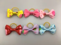 (100 pieceslot) Cute Ribbon Pet Grooming Accessories Handmade Small Dog Cat Hair Bows With Elastic Rubber Band 121 Colors