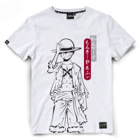 Dextreme เสื้อวันพีซ T-Shirt DOP-1353 One piece ลาย ลูฟี่ Luffy มี สีขาว และ สีแดง แฟชั่นแขนสั้นผ้าฝ้าย