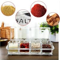 4 In 1 Seasoning Bottle Transparent 4 Grid Seasoning Box With Spice Accessories Container Salt Kitchen Herb Sugar Spoon Storage G2F4