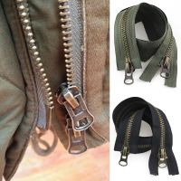 8# Auto-lock Copper Metal Zipper Double Head Sliders for Jacket Coat Army Green Black Zipper Tape Zip Repair 70 80 90 100 120cm Door Hardware Locks Fa