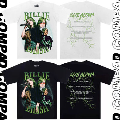 เสื้อทัวร์สกรีนลาย "Billie Blackpink" สตรีทแฟชั่น เสื้อยืดชายแท เสื้อยืดผู้หญิง เวอร์ชั่นการ์ตูน แฟชั่นสบาย ๆ ผ้าฝ้ายเสื้อยืด （S-5XL）