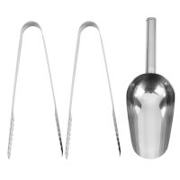 Ice Scoop and Ice Tongs (), Stainless Steel Serving Tongs and Food Scoop for Ice Bucket, Bar, Kitchen, Tea Party and Wedding