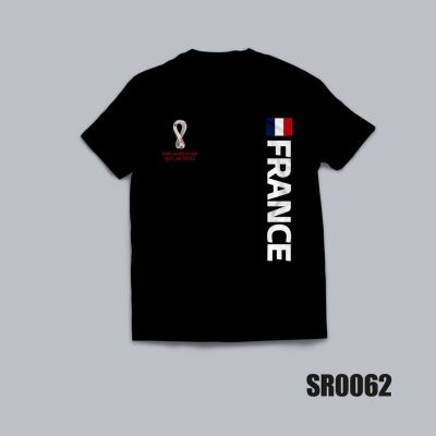 เสื้อยืด พิมพ์ลาย Qatar World Cup 2022 - Team France สีดํา และสีขาว สีแดง สําหรับผู้ชาย และผู้หญิง ไซซ์ XS - 6XL
