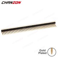 【LZ】┇  40 pinos macho dobrado pino encabeçamento ângulo direito única fileira 2.54mm banhado a ouro 90 graus conector de agulha para arduino pcb framboesa