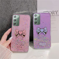 สำหรับ Samsung Galaxy Note 20เคสพรีเมี่ยมแวววาวแวววาวเคสโทรศัพท์ท้องฟ้าเต็มไปด้วยดวงดาวประดับโบว์หัวใจน่ารักสวยงามซิลิโคนนิ่มเคสป้องกันด้านหลัง