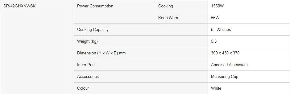  Panasonic SRGA421 SR-GA421 23 Cup Rice Cooker (Non-USA  Compliant), 220V, White, standard: Home & Kitchen