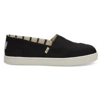 TOMS รองเท้าลำลองผู้หญิง สลิปออน รุ่น Alpargata Cupsole Black Heritage Canvas (CB) รองเท้าลิขสิทธิ์แท้