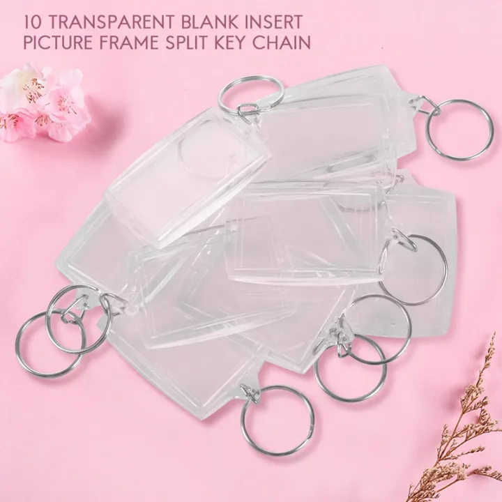 10pcs-transparent-blank-insert-photo-picture-frame-key-ring-split-keychain