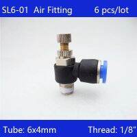 QDLJ-High Quality 6pcs Sl6-01 Pneumatic Piping Speed Controller One Touch Fitting 6mm To 1/8"  Male Thread