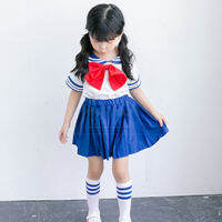 Costume Kids Anime Cosplay sailor moon costume Dress For Girls Navy suit For boys School uniform suit and sock For children