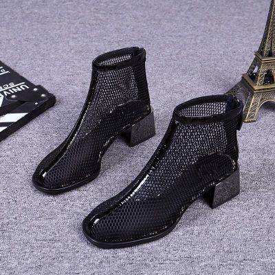 ขายดีที่สุด ioztt2023 - /✴✔❐ New Ankle Mesh Breathable Shoes Hollow Mid-heel Sandals Short Fashion Ladies Large Size