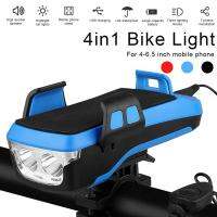 Multifunction 4 In 1 Bicycle Light USB Recharegable Bike Light mAh Cycling Phone Holder with Bike Bell Function