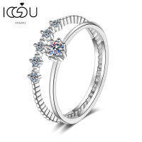 IOGOU ที่มีใบรับรอง GRA 100 เงินแท้925 0.1ct D สีเกรด Moissanite เจ้าสาวชุดแหวนสำหรับผู้หญิงสาวแฟชั่นของขวัญ