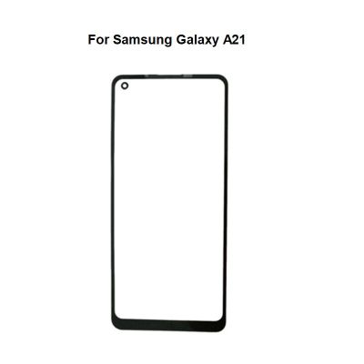 10ชิ้น2ใน1สำหรับ Samsung Galaxy A21เลนส์ด้านนอกข้างหน้าหน้าจอสัมผัสหน้าจอโทรศัพท์จอแสดงผล LCD พร้อม SM-A215U กาวโอก้า2020