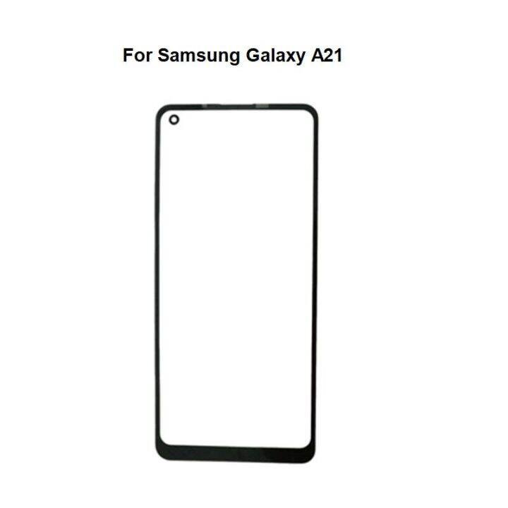 10ชิ้น2ใน1สำหรับ-samsung-galaxy-a21เลนส์ด้านนอกข้างหน้าหน้าจอสัมผัสหน้าจอโทรศัพท์จอแสดงผล-lcd-พร้อม-sm-a215u-กาวโอก้า2020