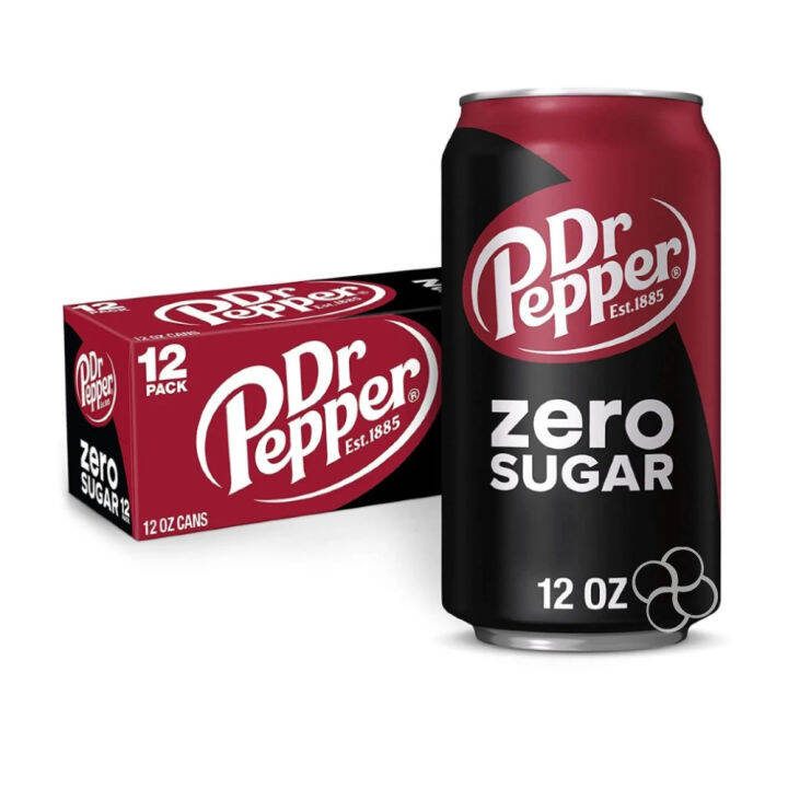 Dr.Pepper Zero Sugar Soda Drinks / 0 Calories Per can / 12 cans / 6