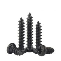 100pcs M1 M1.2 M1.4 M1.7 M2 M2.3 M2.6 M3 Black Steel Small Phillips Cross Round Pan Head Self-tapping Wood Screw