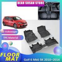 แผ่นปูพื้นรถยนต์สำหรับ Volkswagen VW Golf 6 Mk6 5K 2010 ~ 2014 2011ชิ้นส่วนเท้าแผ่นซับพรมเทอเปอร์แบบกำหนดเองอุปกรณ์เสริมพรม