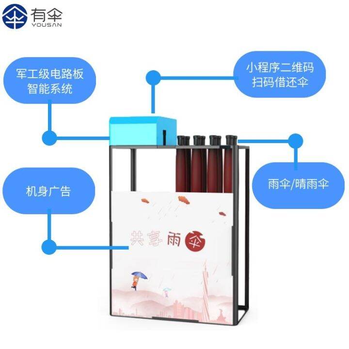 Umbrella storage rack commercial scanning QR code An umbrella storage
