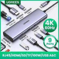 UGREEN ฮับ USB C ชนิด C 4K60Hz-C เป็น HDMI 2.0 USB 3.0อะแดปเตอร์สำหรับโปรแอร์ M2 M1อุปกรณ์เสริมอะแดปเตอร์คอมพิวเตอร์แล็ปท็อป USB ฮับ3.0