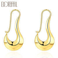 DOTEFFIL 925 Sterling Silver Classic Twisted 18K Gold Earrings For Women Gift Fashion Charm Engagement Wedding Jewelry