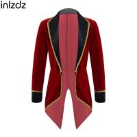 Kids Boys Girls Cosplay Gothic Steampunk Corset Halloween Carnival Theme Party Showman Costume Coat Victorian Tailcoat Jacket