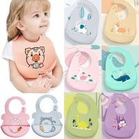 2021 Cute Baby Bibs Waterproof Silicone Bib Infant Toddler Feeding Saliva Towel Cartoon Adjustable Children Apron with Pocket