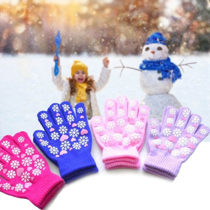 ถุงมือเสื้อถักไหมพรม-lijing-สำหรับเด็กกลางแจ้งกีฬาเกล็ดหิมะเย็นถุงมือนักเรียนลายความรักขนาดเล็ก