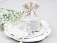 Lace Cotton Gift Pouch Drawstring Bag 8.5x14.5cm(3.25"x5.5") Pack of 50 Baby Shower Birthday Wedding Party Favor Holder