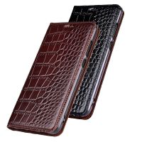 ♦ Natural Genuine Cow Leather Cover Case For Sony Xperia X F5122 F5121 Crocodile Grain Flip Stand Phone Cover Case