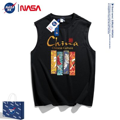 original NASA co-branded pure cotton sleeveless t-shirt mens summer thin loose national tide vest mens trendy brand casual vest