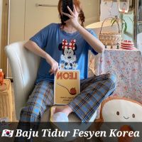 Korea Pyjamas Set Baju Tido Perempuan Pajamas Plus Size Short Sleeve Home Comfy Pyjamas Set Ladies Baju Tidur Rumah