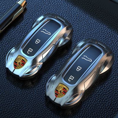 สำหรับ Porsche Cayenee Panamera Macan 911 718โลหะผสมสังกะสี2013-2023เคสกุญแจรถยนต์กรอบฝาครอบกุญแจไร้กุญแจอุปกรณ์เสริมรถยนต์