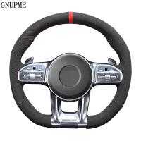 DIY Car Steering Wheel Cover Black Genuine Leather Suede Car Steering Wheel Covers For Mercedes-Benz AMG C43 E53 S63 GLE G63