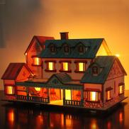 Đồ chơi lắp ráp gỗ 3D Mô hình Biệt Thự Nalaiti - Tặng kèm Đèn LED trang trí