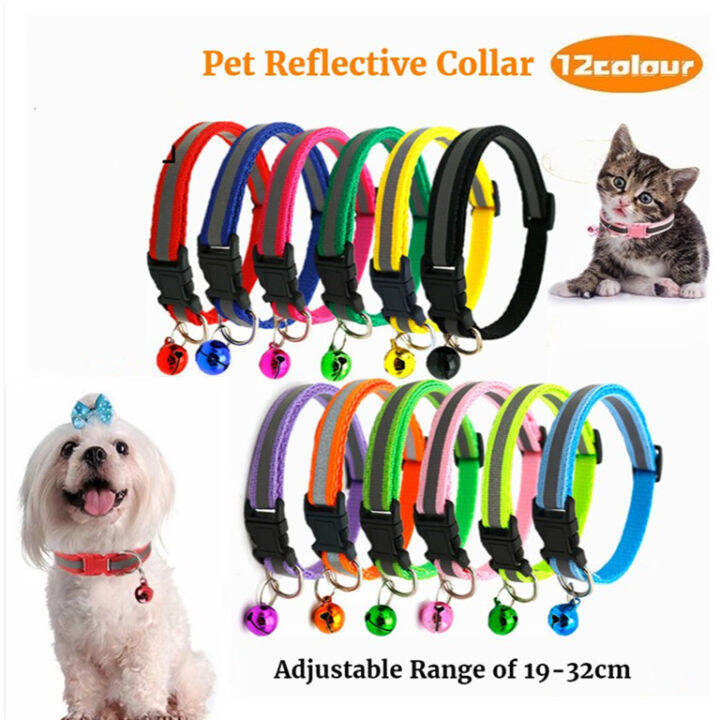 Dog and Cat Pet Collar Adjust Safety Buckle Bell Leash for Puppy Dog ...