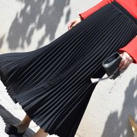 【CW】Elegant Long Skirts Womens Vintage Pleated Midi Long Skirt Female Korean Casual High Waist Chiffon Skirts Jupe Faldas Mujer