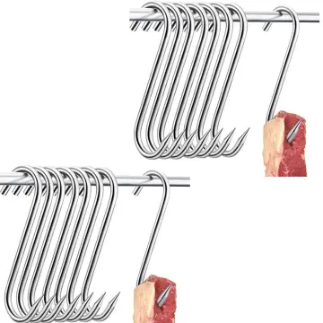 10 Pcs 5 Inches Meat Hooks, Stainless Steel Butcher Hooks for Meat