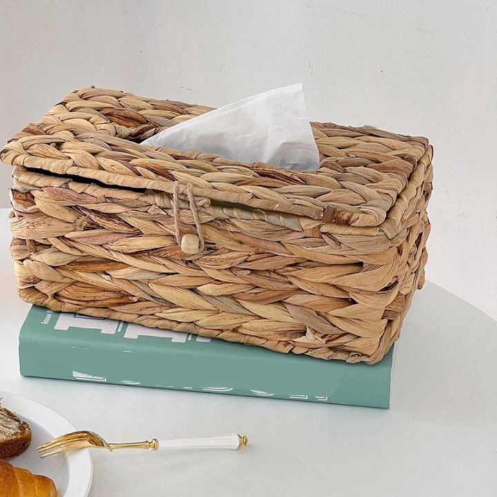 ins-water-hyacinth-woven-tissue-box-rattan-woven-lid-sanitary-paper-box-household-living-room-pumping-paper-box-storage