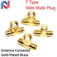 T Type SMA Male Plug to 2 Dual (Two) SMA Female Jack RF Coaxial Connector 3 Way Splitter Antenna Converter Gold-Plated Brass