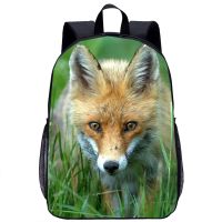 【LZ】✿♠☁  Fox Mochila Mochila Escolar Infantil Crianças Legal Animal 3D Print Travel Laptop Bag 17in Escola Temporada Presente para Meninos Meninas