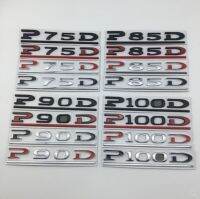 เหมาะสำหรับ P85D P90D P100D สติ๊กเกอร์หางโลหะของเทสลา P75D สติกเกอร์ประตูท้ายของเล่นโมเดลรถยนต์สูงที่ดัดแปลง