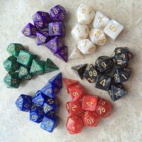 POARTI 7Pcs/set เกมตาราง ลูกเต๋า DND 7-Die D4 D6 D8 D10 D12 D20 ลูกเต๋าหลายด้าน หลายเหลี่ยมเพชรพลอย อะคริลิค ลูกเต๋าเกม TRPG DND