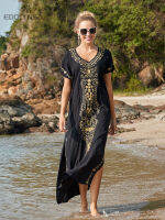 เย็บปักถักร้อย Beach Cover Up Saida De Praia ชุดว่ายน้ำผู้หญิงบิกินี่ Cover Up Tunics สำหรับ Beach Pareo Sarong Beachwear # Q790