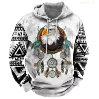 New 2023 Mens Vintage Hoodie Harajuku 3d Printed Eagle Hoodie Oversized Pullover Casual Animal Tops Clothing popular