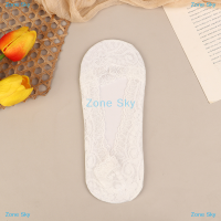 Zone Sky ถุงเท้าสั้นลายดอกไม้ลูกไม้1คู่ถุงเท้าสั้นสำหรับผู้หญิงถุงเท้าหุ้มข้อกันลื่นใส่ในฤดูร้อนรองเท้าผ้าฝ้ายล่องหนถุงเท้าผู้หญิง