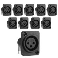 10pcs Black XLR 3pin Female Jack Panel Mount Chassis PCB Socket Connector