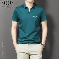 287303G ใหม่ BOOS เสื้อโปโล แขนสั้น คอวี คอปก ผ้าไหมหม่อน คุณภาพสูง สีทึบ แฟชั่นฤดูร้อน ผู้ชาย 2021